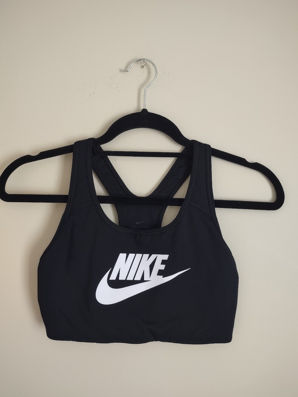 Nike Black Sports Bra with White Swoosh Logo